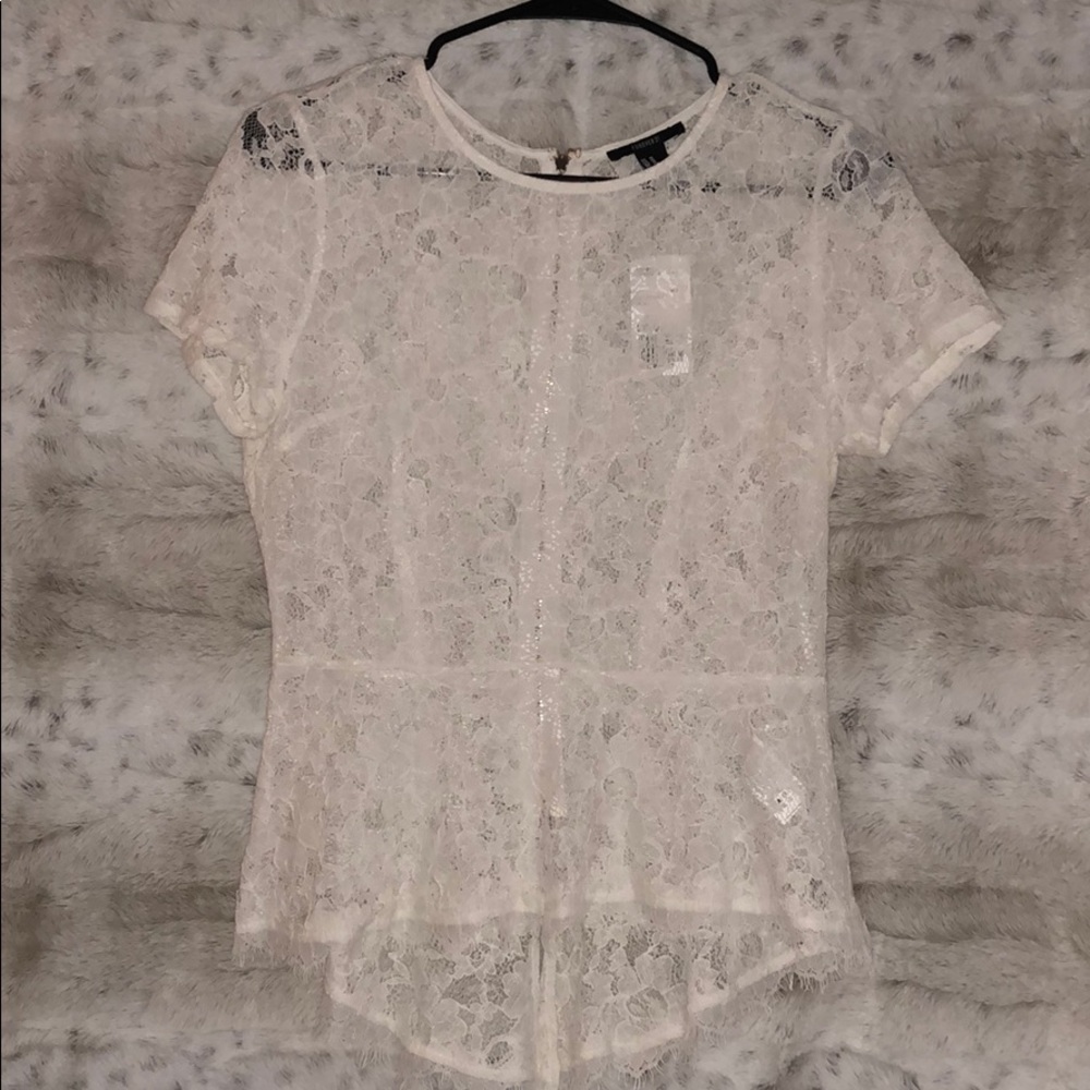 white lace peplum top